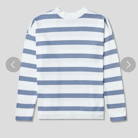 AYR Women's Blue and White Striped Early Mornings Long Sleeve Tee - Picture 4 of 7